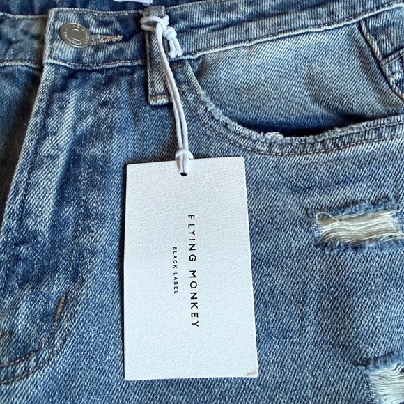 Flying Monkey Light Blue Distressed Straight Leg Jeans - Picture 5 of 10